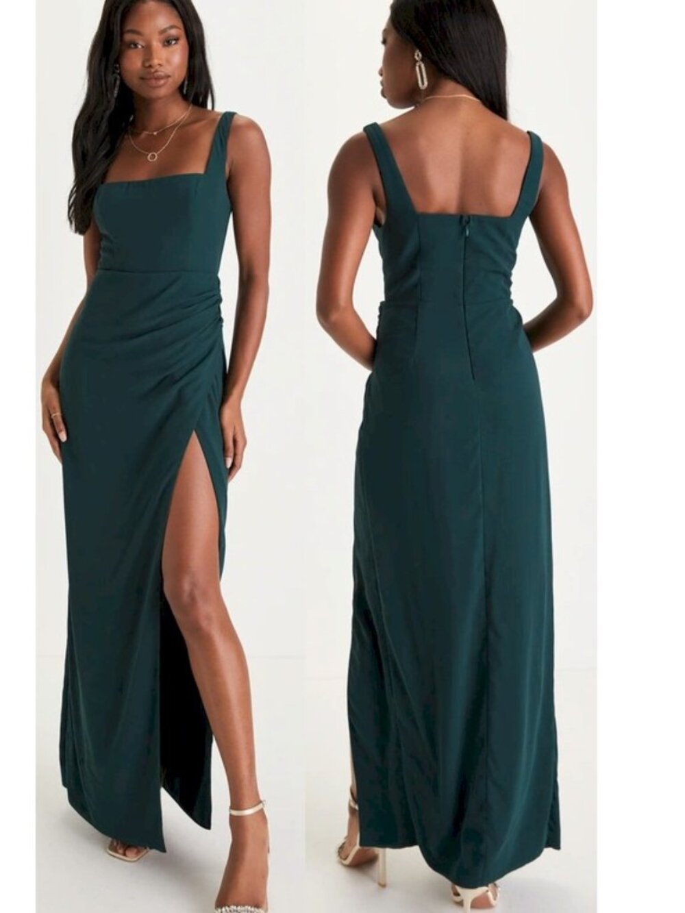 Glamorous Disposition Emerald Green Ruched Maxi Dress Size XL NWOT